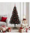 vidaXL Christmas Tree with LED Light Black 150 cm PVC and Steel