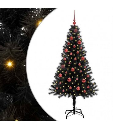 vidaXL Christmas Tree with LED Light Black 150 cm PVC and Steel