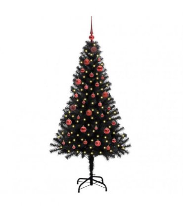 vidaXL Christmas Tree with LED Light Black 150 cm PVC and Steel