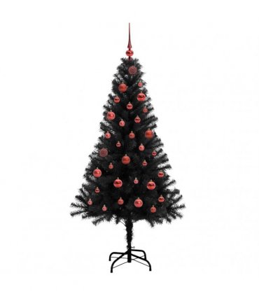 vidaXL Christmas Tree with LED Light Black 150 cm PVC and Steel