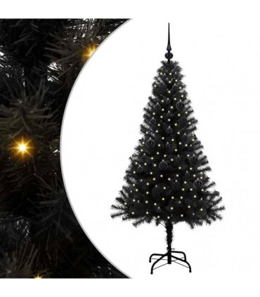 vidaXL Christmas Tree with LED Light Black 150 cm PVC and Steel