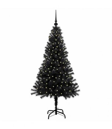 vidaXL Christmas Tree with LED Light Black 150 cm PVC and Steel