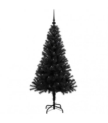 vidaXL Christmas Tree with LED Light Black 150 cm PVC and Steel