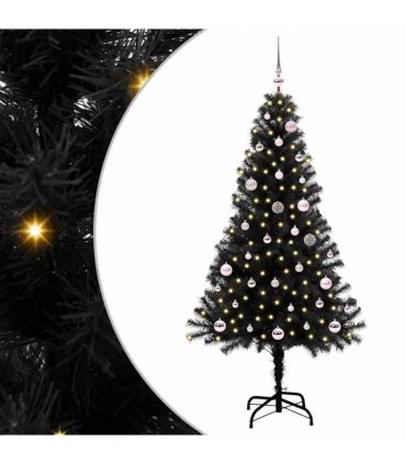 vidaXL Christmas Tree with LED Light Black 150 cm PVC and Steel