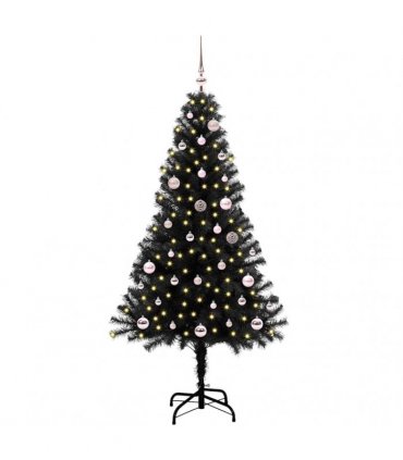 vidaXL Christmas Tree with LED Light Black 150 cm PVC and Steel