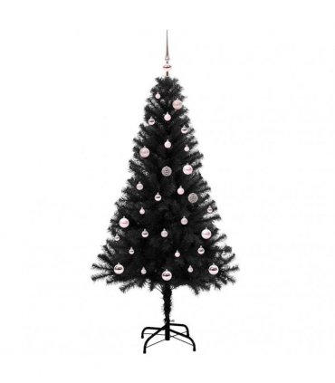 vidaXL Christmas Tree with LED Light Black 150 cm PVC and Steel