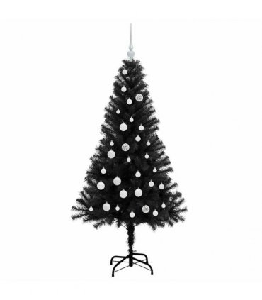 vidaXL Christmas Tree with LED Light Black 150 cm PVC and Steel