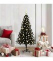 vidaXL Christmas Tree with LED Light Black 150 cm PVC and Steel