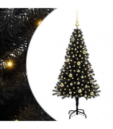vidaXL Christmas Tree with LED Light Black 150 cm PVC and Steel