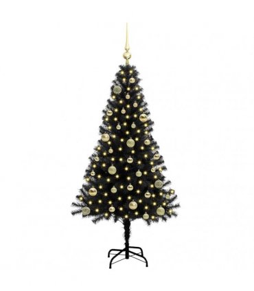 vidaXL Christmas Tree with LED Light Black 150 cm PVC and Steel