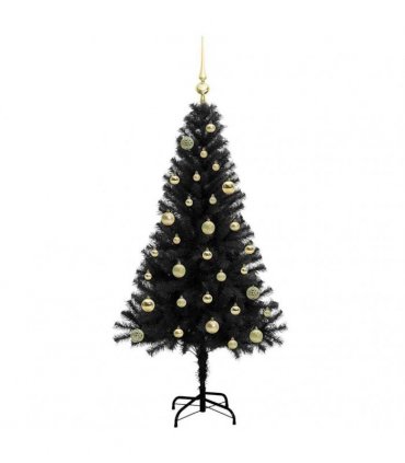 vidaXL Christmas Tree with LED Light Black 150 cm PVC and Steel