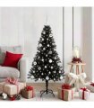 vidaXL Christmas Tree with LED Light Black 150 cm PVC and Steel