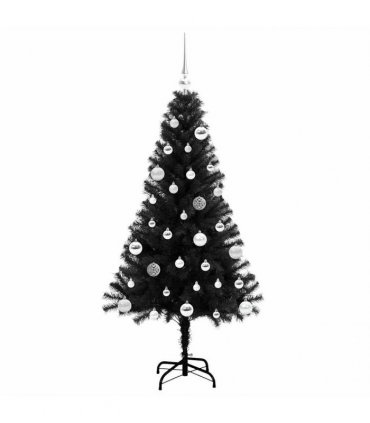 vidaXL Christmas Tree with LED Light Black 150 cm PVC and Steel