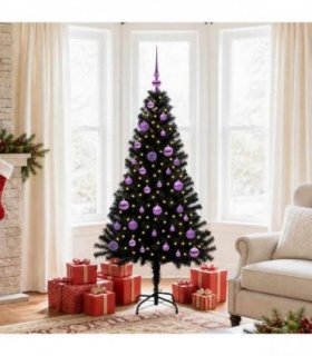vidaXL Christmas Tree with LED Light Black 150 cm PVC and Steel