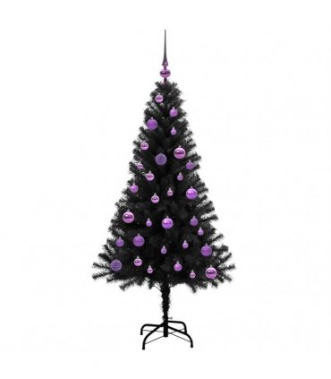 vidaXL Christmas Tree with LED Light Black 150 cm PVC and Steel