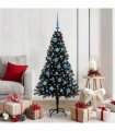 vidaXL Christmas Tree with LED Light Black 150 cm PVC and Steel