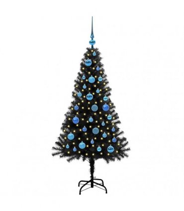 vidaXL Christmas Tree with LED Light Black 150 cm PVC and Steel