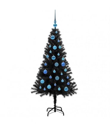 vidaXL Christmas Tree with LED Light Black 150 cm PVC and Steel