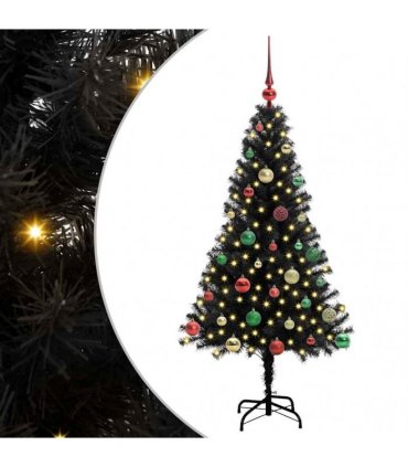 vidaXL Christmas Tree with LED Light Black 150 cm PVC and Steel