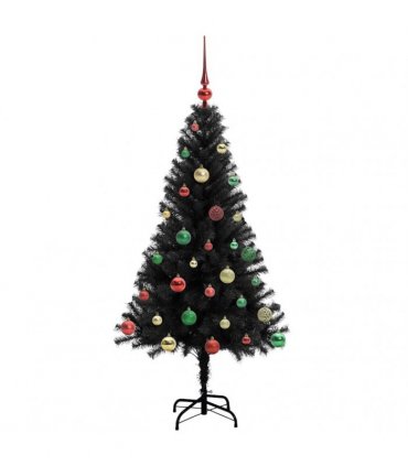 vidaXL Christmas Tree with LED Light Black 150 cm PVC and Steel
