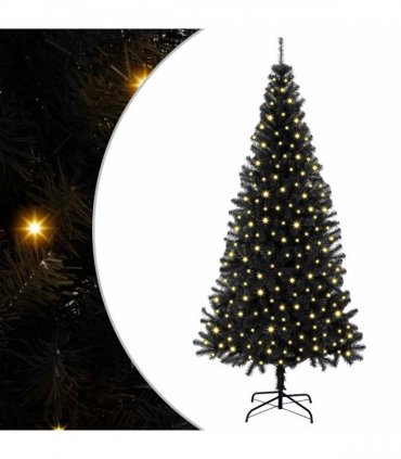 vidaXL Christmas Tree with LED Light Black 180 cm PVC and Steel