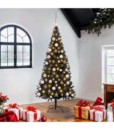 vidaXL Christmas Tree with LED Light Black 180 cm PVC and Steel
