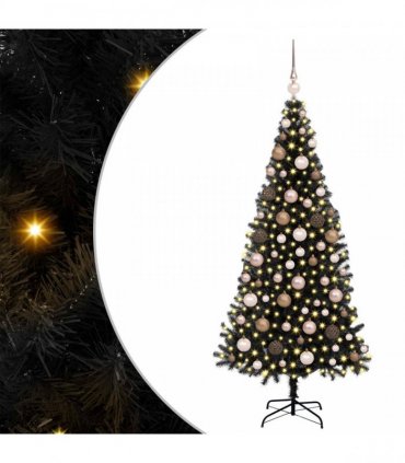 vidaXL Christmas Tree with LED Light Black 180 cm PVC and Steel