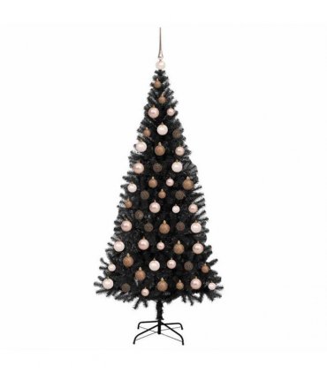 vidaXL Christmas Tree with LED Light Black 180 cm PVC and Steel