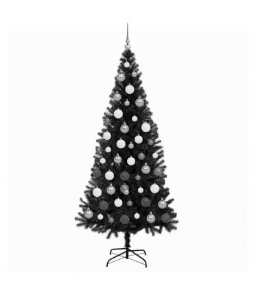 vidaXL Christmas Tree with LED Light Black 180 cm PVC and Steel