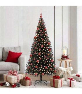 vidaXL Christmas Tree with LED Light Black 180 cm PVC and Steel