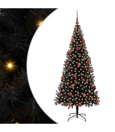 vidaXL Christmas Tree with LED Light Black 180 cm PVC and Steel