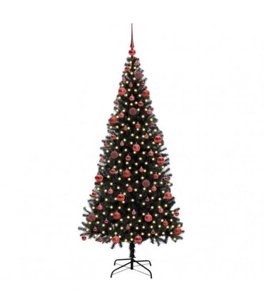 vidaXL Christmas Tree with LED Light Black 180 cm PVC and Steel