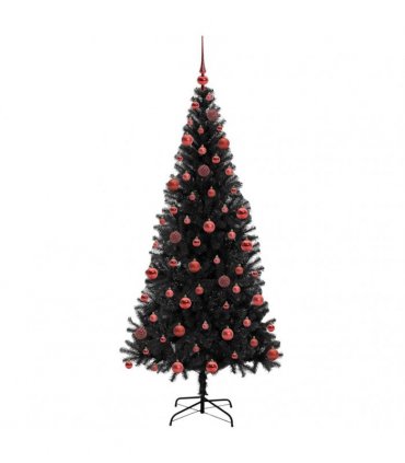 vidaXL Christmas Tree with LED Light Black 180 cm PVC and Steel