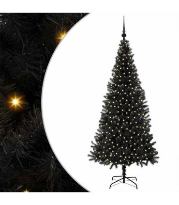 vidaXL Christmas Tree with LED Light Black 180 cm PVC and Steel