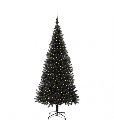 vidaXL Christmas Tree with LED Light Black 180 cm PVC and Steel