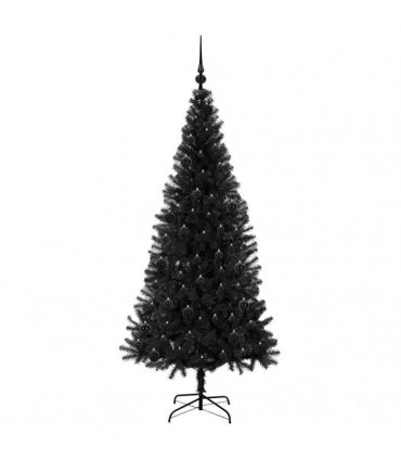 vidaXL Christmas Tree with LED Light Black 180 cm PVC and Steel