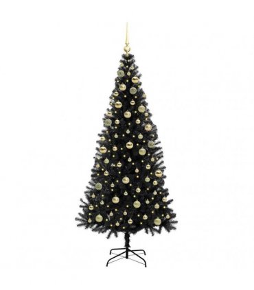 vidaXL Christmas Tree with LED Light Black 180 cm PVC and Steel