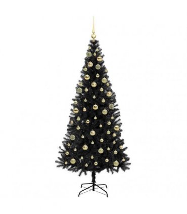 vidaXL Christmas Tree with LED Light Black 180 cm PVC and Steel