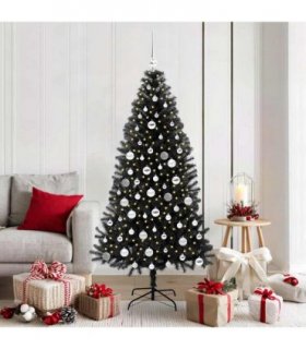 vidaXL Christmas Tree with LED Light Black 180 cm PVC and Steel