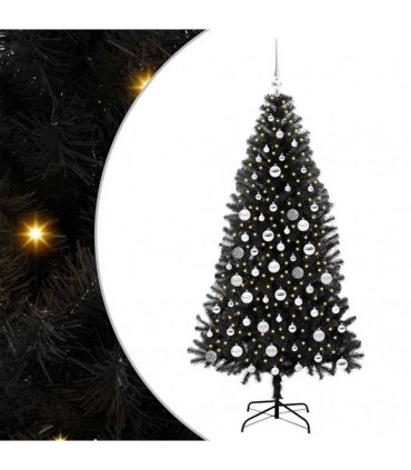 vidaXL Christmas Tree with LED Light Black 180 cm PVC and Steel