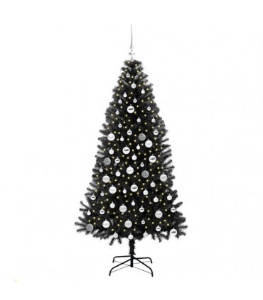 vidaXL Christmas Tree with LED Light Black 180 cm PVC and Steel