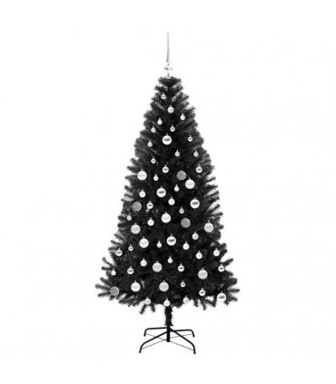 vidaXL Christmas Tree with LED Light Black 180 cm PVC and Steel