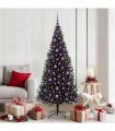 vidaXL Christmas Tree with LED Light Black 180 cm PVC and Steel