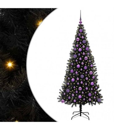 vidaXL Christmas Tree with LED Light Black 180 cm PVC and Steel