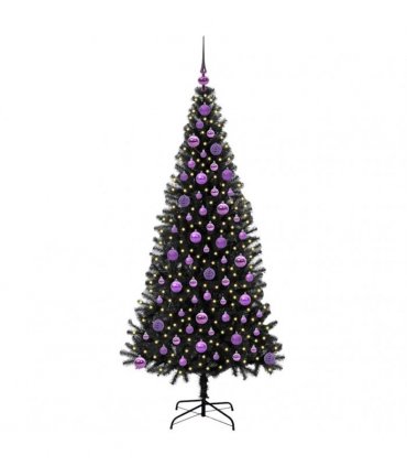vidaXL Christmas Tree with LED Light Black 180 cm PVC and Steel
