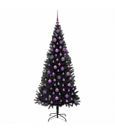 vidaXL Christmas Tree with LED Light Black 180 cm PVC and Steel
