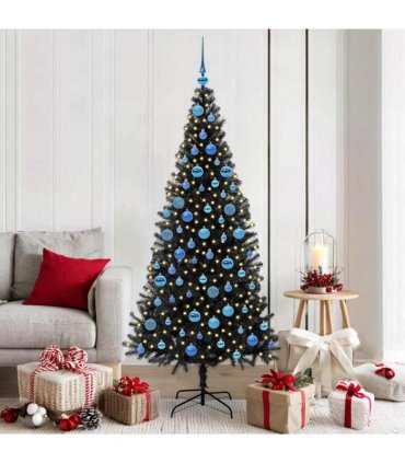 vidaXL Christmas Tree with LED Light Black 180 cm PVC and Steel