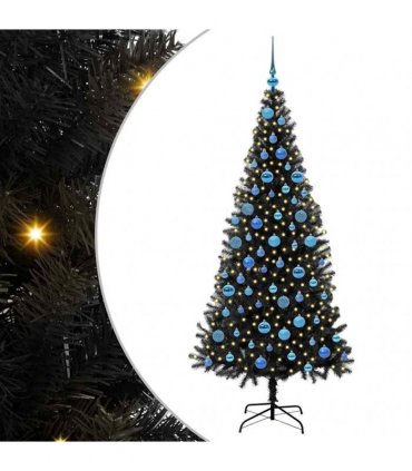 vidaXL Christmas Tree with LED Light Black 180 cm PVC and Steel