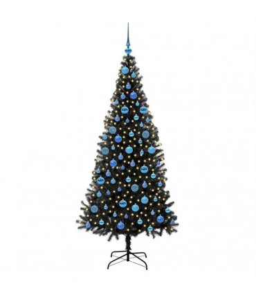 vidaXL Christmas Tree with LED Light Black 180 cm PVC and Steel