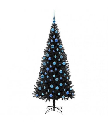 vidaXL Christmas Tree with LED Light Black 180 cm PVC and Steel